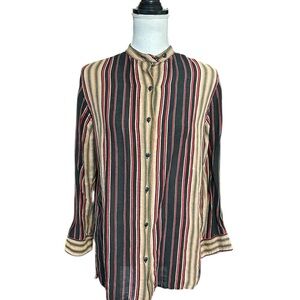 Vintage Lauren Ralph Lauren Silk Linen Blend Top Womens M Lagenlook Artsy Preppy